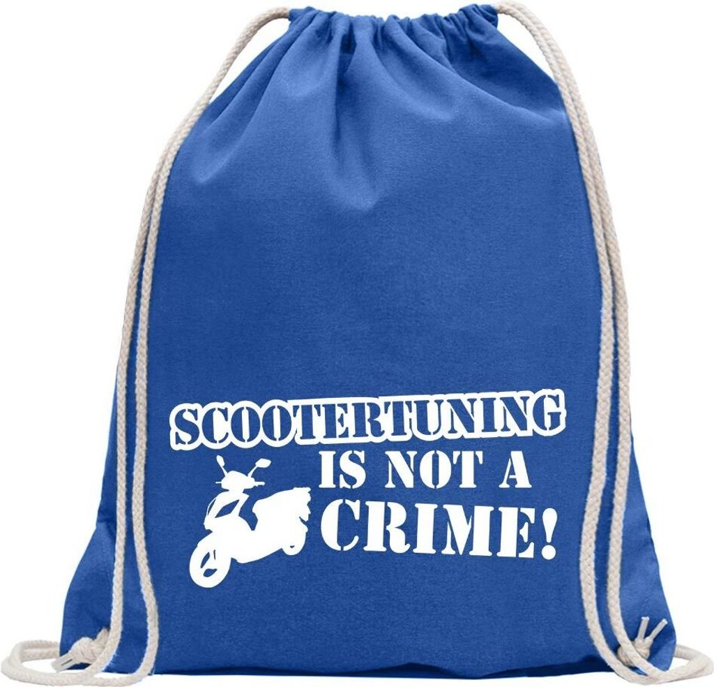 Kiwistar - Turnbeutel - royal - Scootertuning is not a Crime! Design 2 - Fun Rucksack Sport Beutel Gymsack Baumwolle mit Ziehgurt