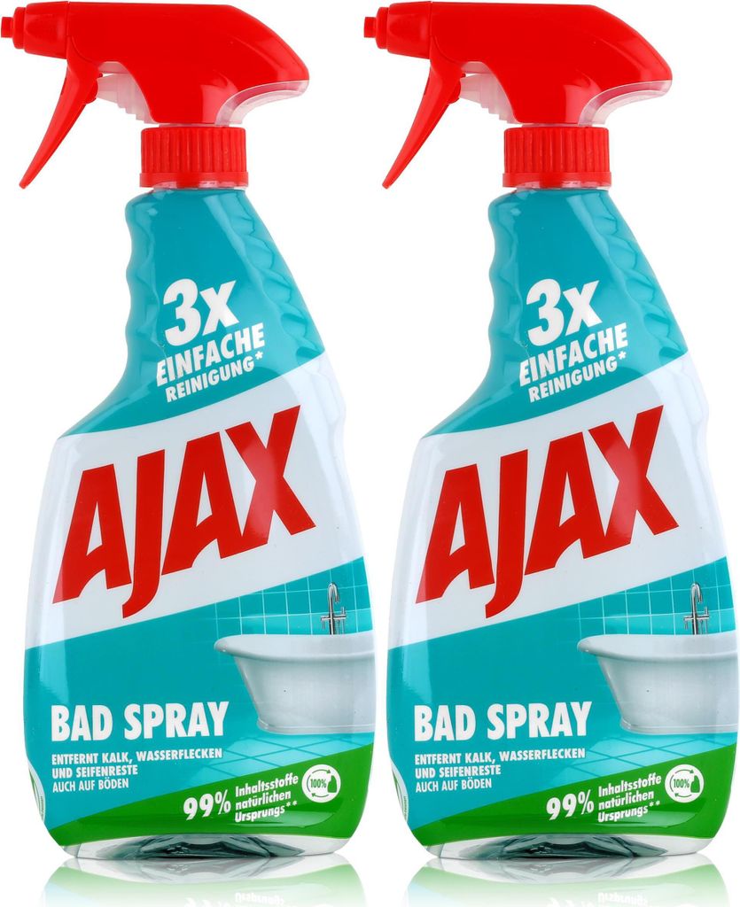 Ajax Bad Spray Badreiniger 500ml - Entfernt Kalk & Seifenreste (2er Pack)