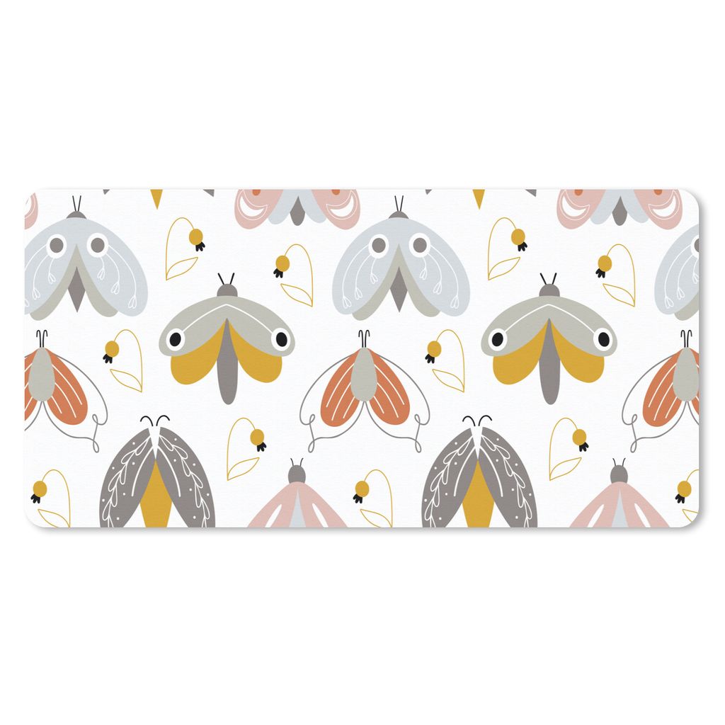 MuchoWow Schreibtischunterlage Muster - Kinder - Mädchen - Insekten 80x40 cm - XXL Mauspad - Gaming Mauspad