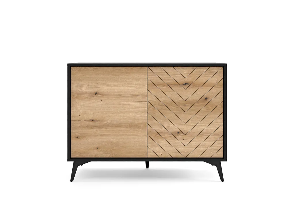 Commode chêne noir design géométrique 104 cm collection DIAMOND