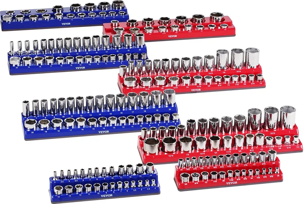 Set di organizer magnetici per chiavi a bussola da 8 pezzi per chiavi a bussola SAE