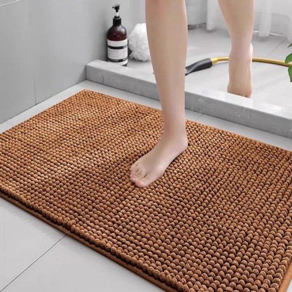 Unyqoos Soft Chenille Bath Mat, saugfähig und rutschfest, waschbar, 40 x 60 cm, Kaffeefarben