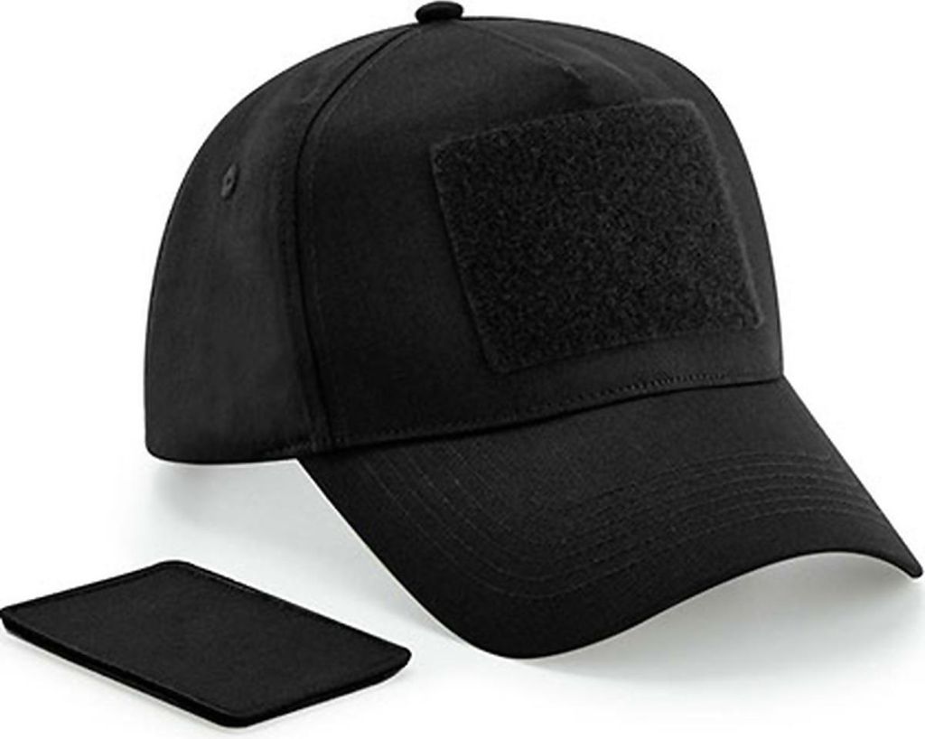 Beechfield B638 | Removable Patch 5 Panel Cap Baumwolle - Farbe: Black - Größe: One Size
