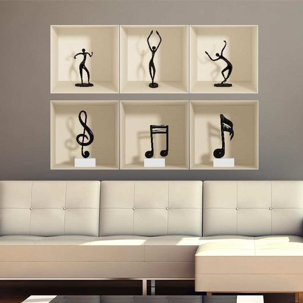 Packung mit 6 3D-Tanz- und Musikaufklebern, 60 x 90 cm