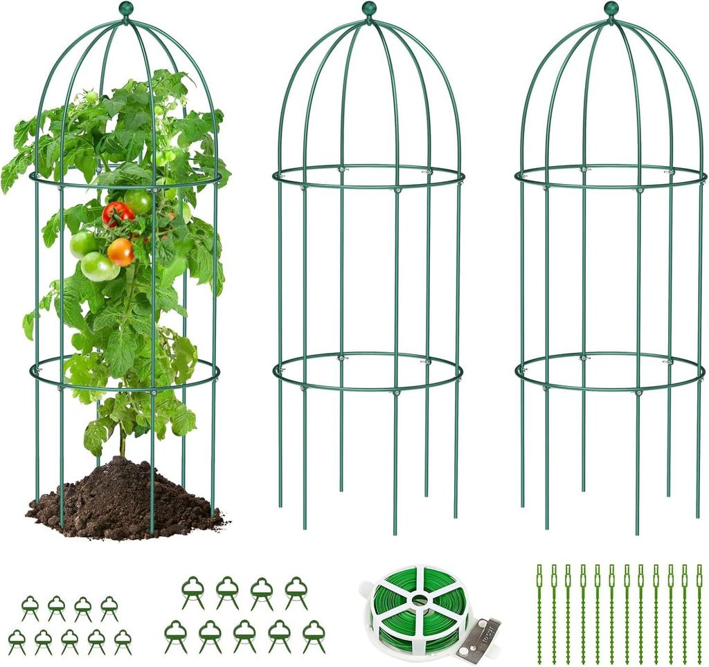 Set aus 3 Metall-Pflanzenstützen für Kletterpflanzen an Pergolen 80x40 cm für Tomaten