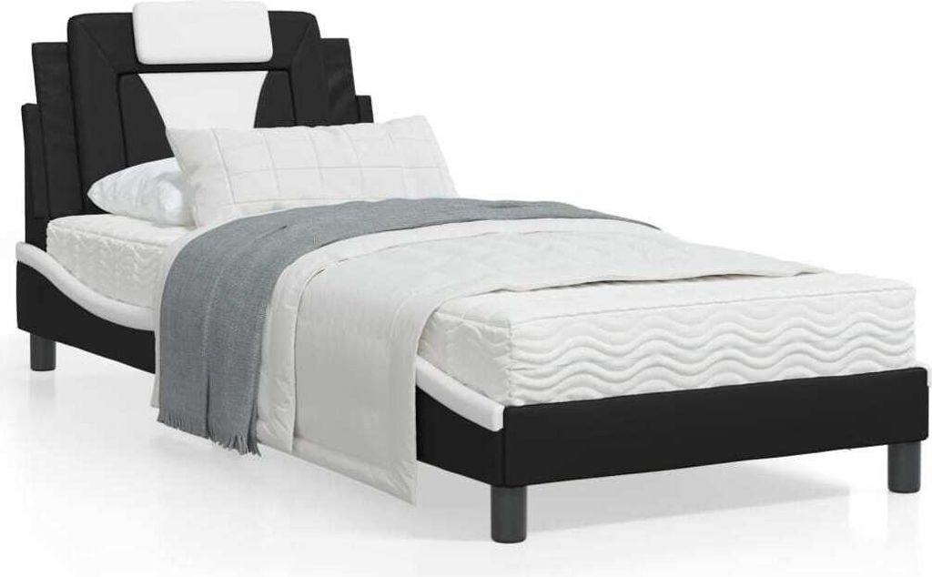 Maison Exclusive - Bettgestell "Viana" mit LED ohne Matratze Schwarz und Weiß 80x200 cm