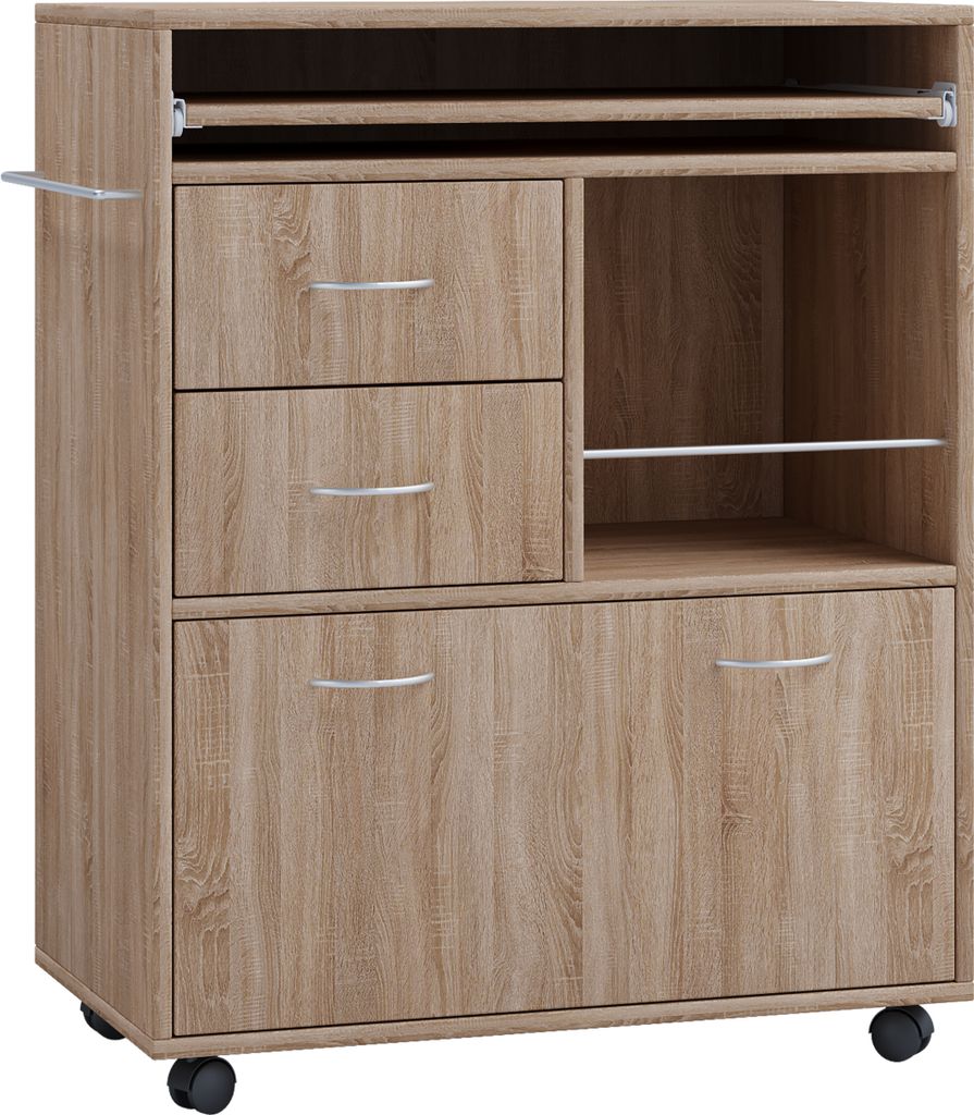 Meuble de cuisine Kicha sur roulettesReproduction chêne. Image du produit 