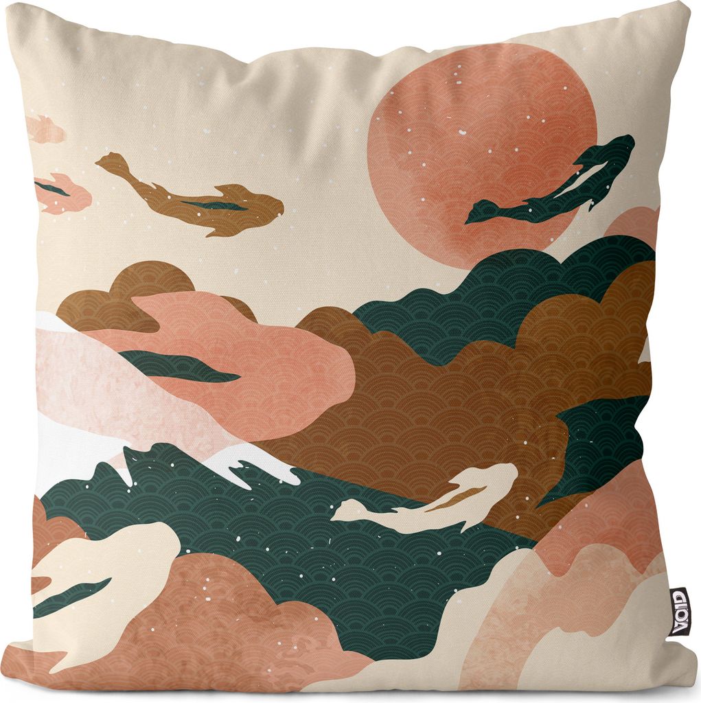 VOID Japanische Fische Wolken Grafik Kissenbezug Kissenhülle sofa couch wohnzimmer dekoration wasserfest Outdoor Kissen bezug deko