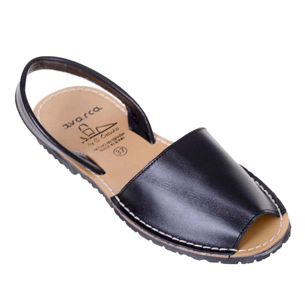 Avarcas Minorquine Damen Sandalen, Echtleder, Schwarz, 41 EU