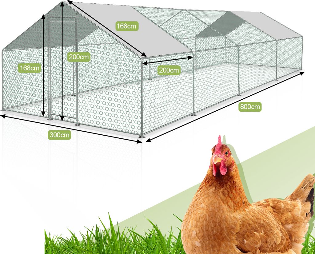TolleTour Hühnerstall 3x8x2m Hühnerhaus Kleintierstall Produktbild 2