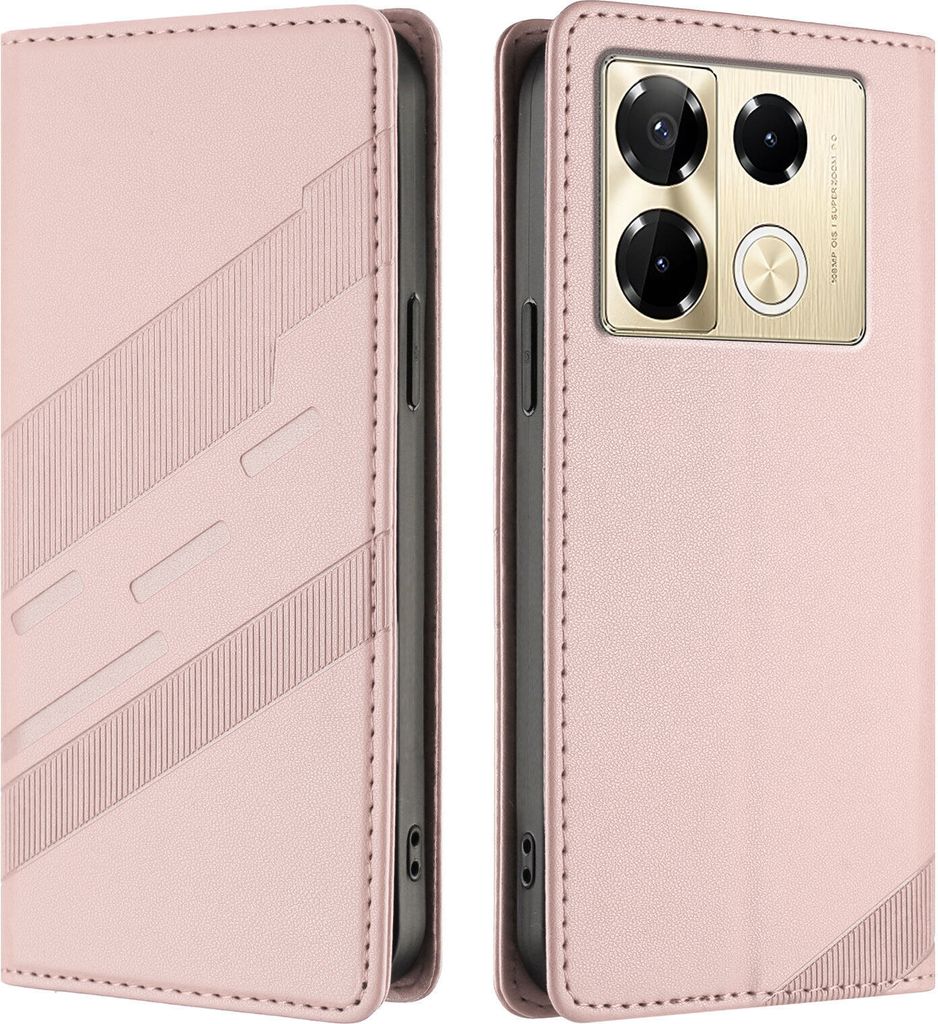 Hülle für Infinix Note 40 Pro 4G/Note 40 Pro 5G/Note 40 Pro+ 5G, Kunstleder Brieftaschen Handyhülle mit Kartenfach und Standfunktion Pink