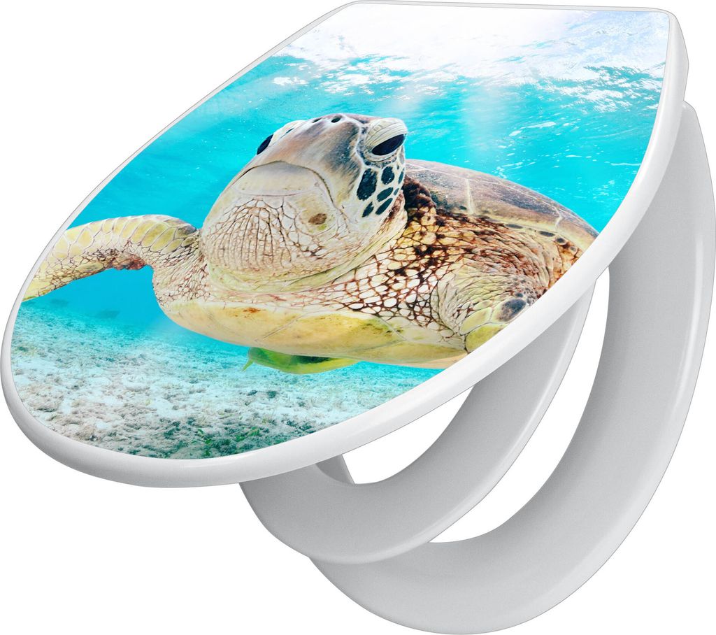 banjado Familien WC Sitz mit Absenkautomatik 37x44,5x5cm -Elvis - Klodeckel/Klobrille mit kindersitz aus hochwertigem Polypropylen - universeller T...