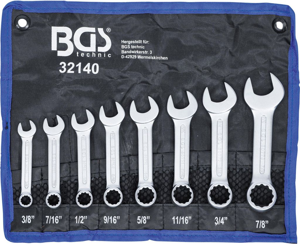 BGS Jeu de clés mixtes extra courtes tailles en pouces SW Image du produit 