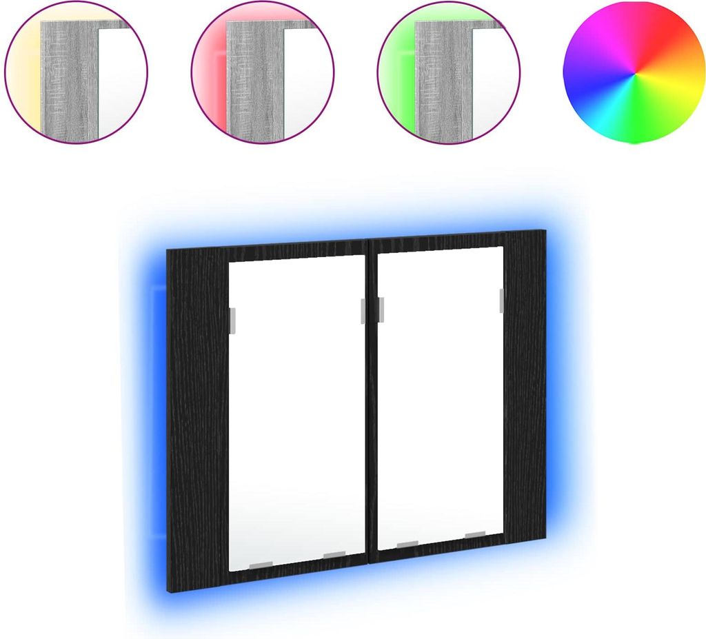 Badezimmerspiegelschrank Schwarz Eichen-Optik 60 x 12 x 45 cm