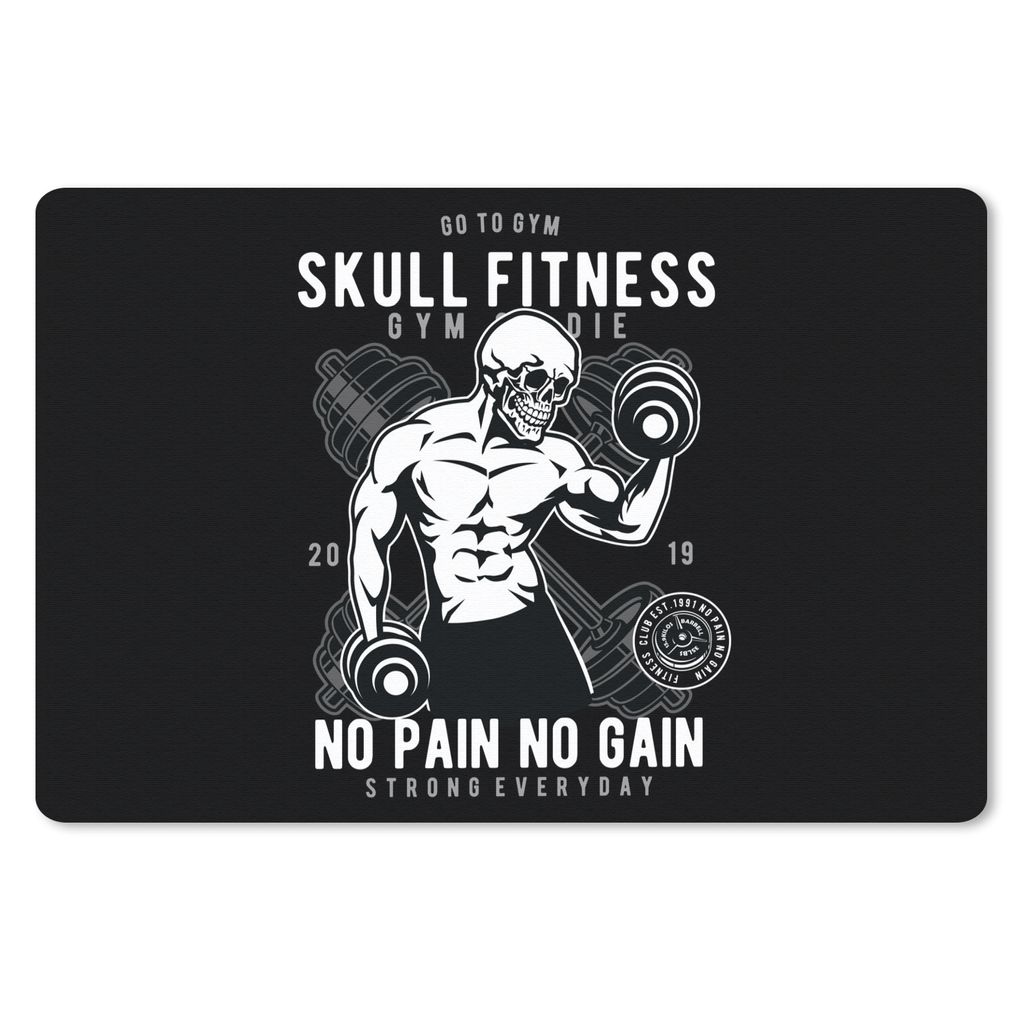 MuchoWow Mauspad Mousepad Gewichte - Fitness - Skelett - Vintage 27x18 cm - Mousepads - Maus Mat - Pad - Mausunterlage - Büroartikel - Desk Matten