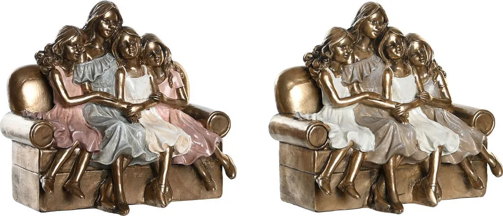 Figurine décorative DKD Home Decor 17 x 15,5 cm rose et or (2 pièces)