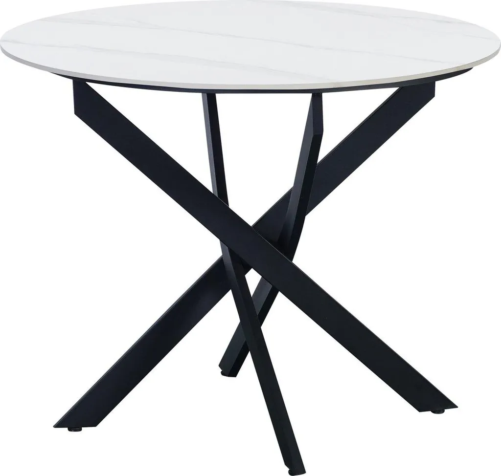 Table ronde 100cm aspect marbre blanc intérieur et jardin Balino