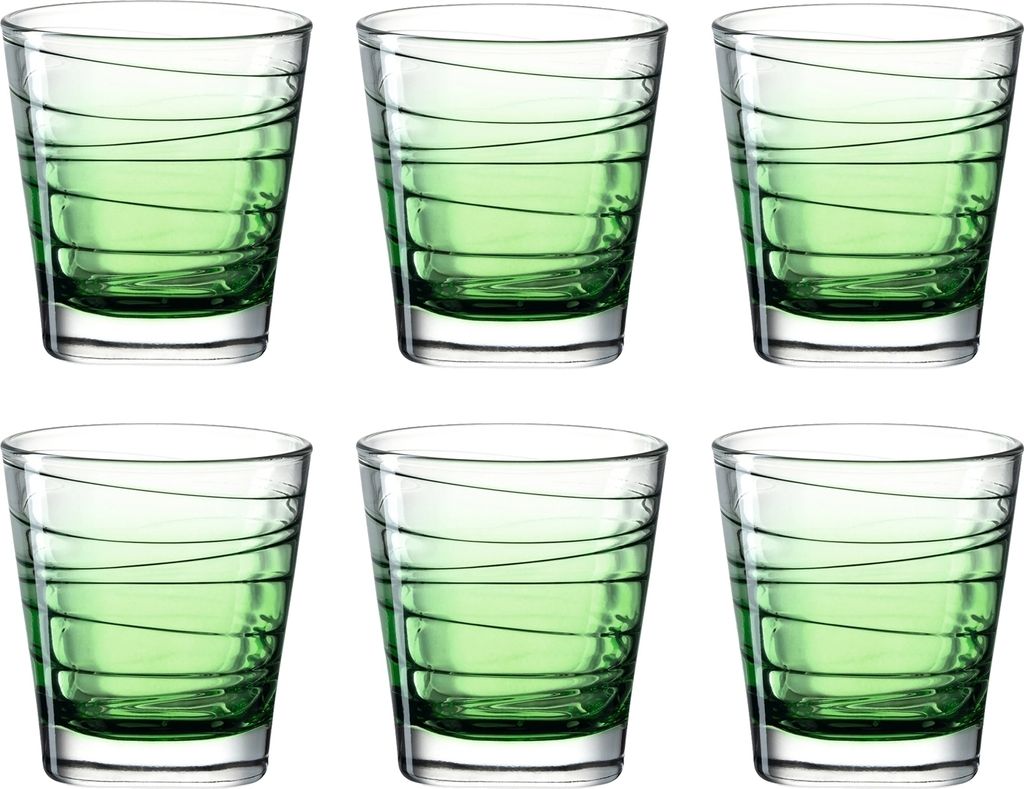 Leonardo Vario Struttura Trink-Gläser 6er Set, spülmaschinenfeste Wasser-Gläser, bunte Trink-Becher aus Glas, Getränke-Set, grün, 250 ml 026840