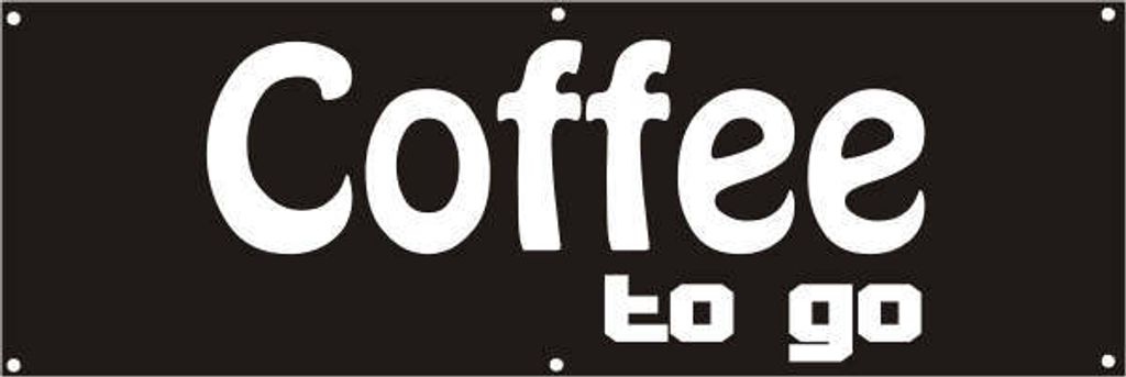 Werbeplane / Gerüstplane - p048 - Coffee to go - NEU - 300 cm x 100 cm - für Baustelle, Garten, Zaun oder Veranstaltung