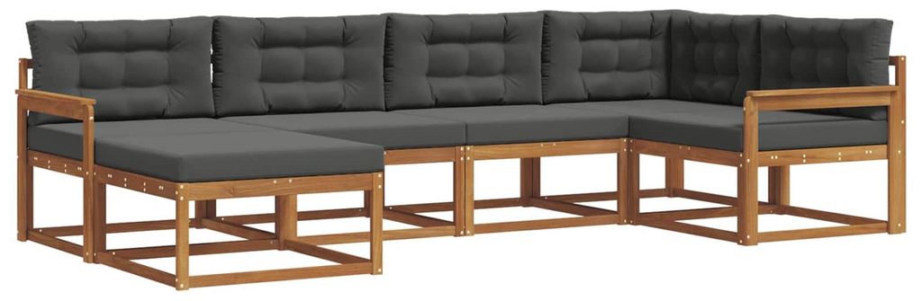 vidaXL Outdoor-Sofagarnitur mit Kissen 6 pcs Natur und Anthrazit