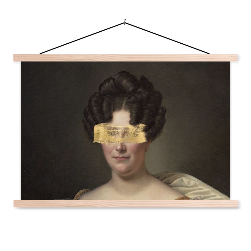 MuchoWow Textilposter Johanna Henriëtte Engelen - Dubois Drahonet - Gemälde 120x80 cm mit holzfarbenen Rahmen - Aufhängeset
