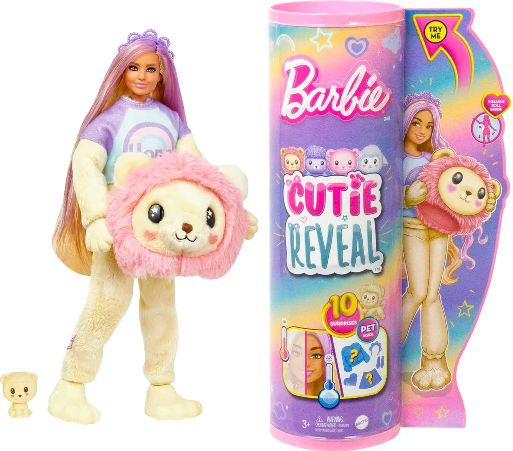 Jouet Poupée Mannequin avec Costume Lion Peluche Barbie Cutie Reveal