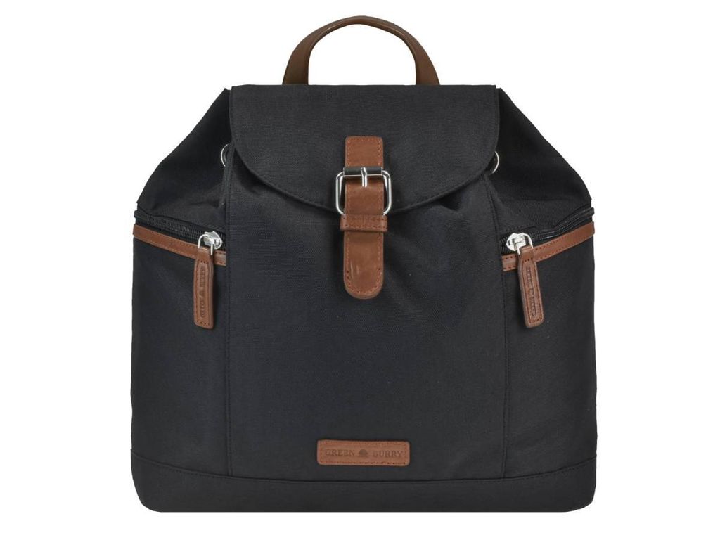 Greenburry Rucksack Nylon 32x28cm "Heidi" Cityrucksack Damen klein schwarz