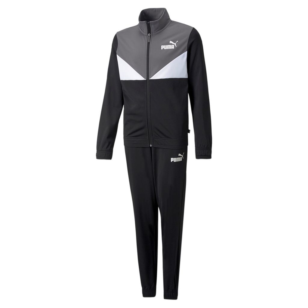 Puma Colorblock Kinder Trainingsanzug Poly Suit Schwarz Gr. 176