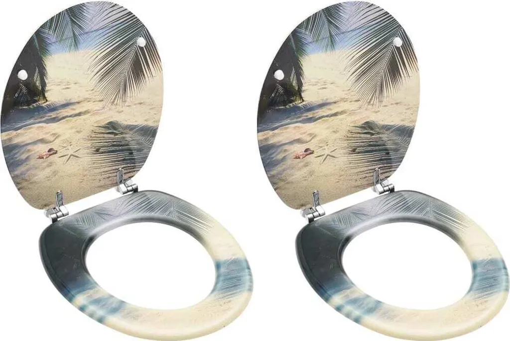 Sedili WC in MDF Design Spiaggia 2 pz - Resistenti e Universali