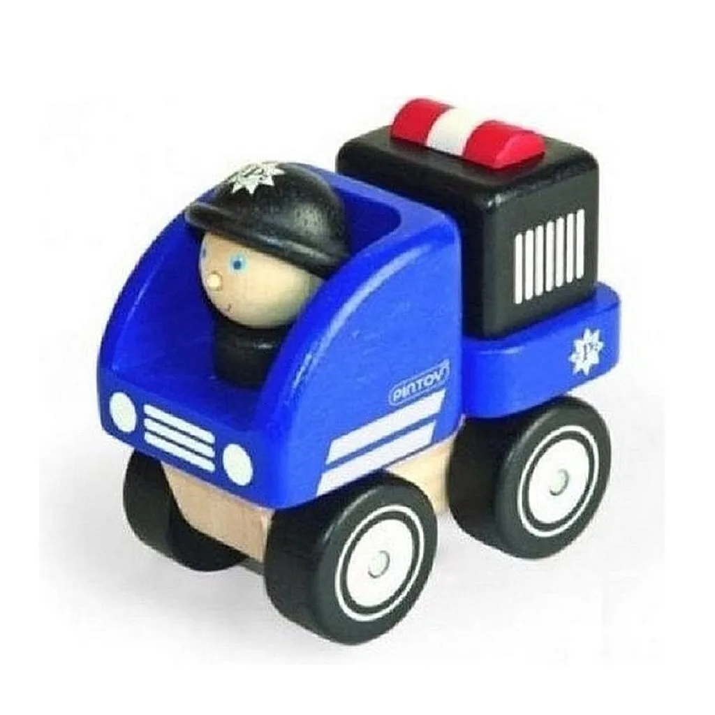 Petite voiture de police en bois écologique - Finition robuste Pintoy