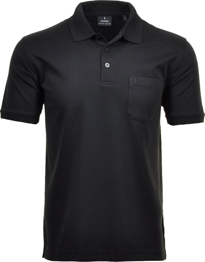 RAGMAN Herren Poloshirt Kurzarm Polokragen Regular Baumwollmix Schwarz XXL