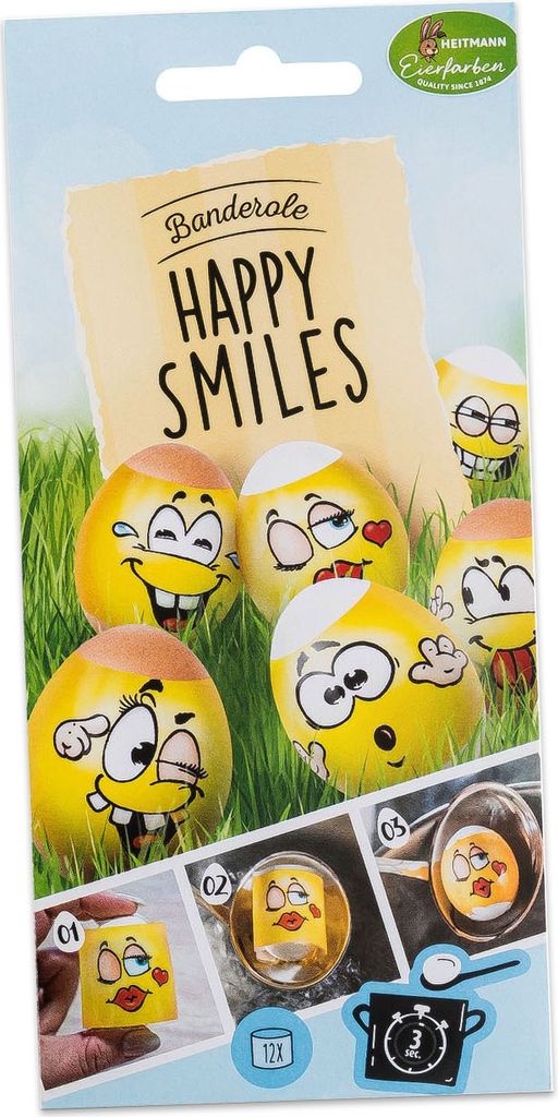 Brauns-Heitmann Eierbanderole Happy Smiles, Karton mit Produktbild 
