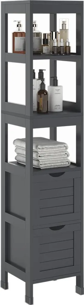 Meuble de rangement vertical de salle de bain gris anthracite Vilda