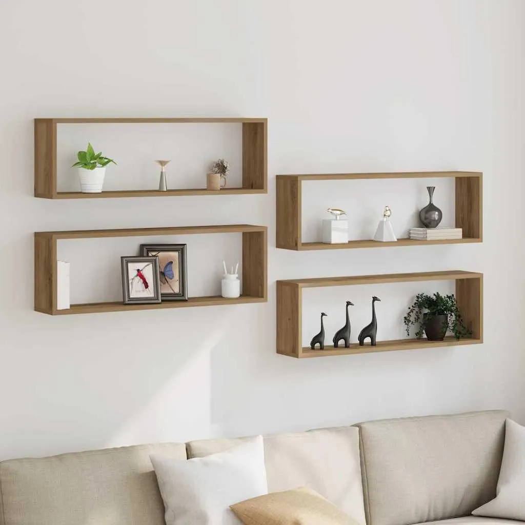 vidaXL Mensole Premium Rovere Artigianale 4pz 80x15x26 cm - Arredo Elite