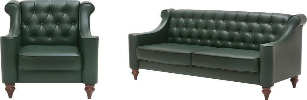 Grünes Chesterfield Sofa Set Designer Couchen Luxus 2x Sessel