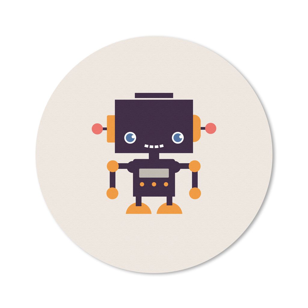 MuchoWow Mauspad Mousepad Roboter - Antenne - Orange - Beige - Kind - Kinder 30x30 cm - Mousepads - Maus Mat - Pad - Mausunterlage - Tischunterla...