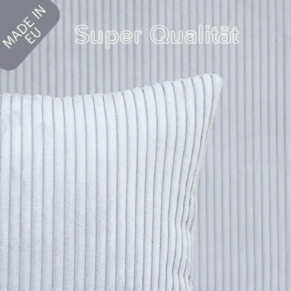 Coussin décoratif gris clair 40x60 cm velours côtelé doux OEKO-TEX - 2