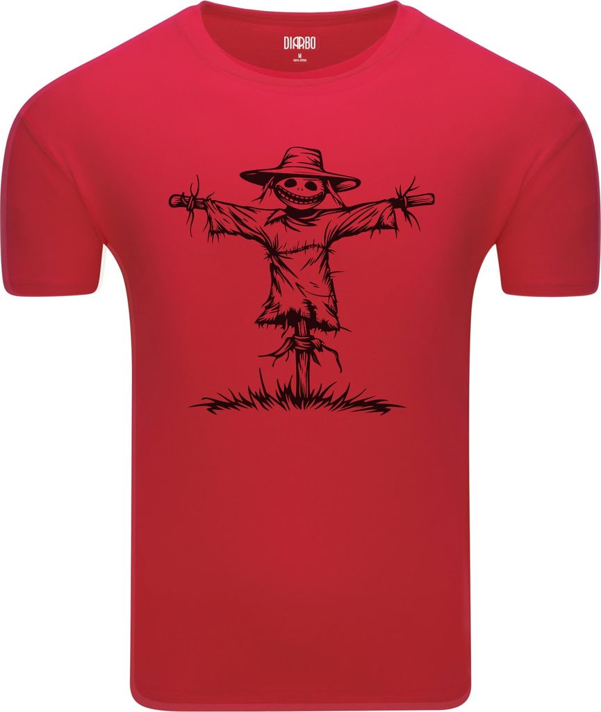 Diarbo Herren T-Shirt mit Cartoon Druck Gruselige Vogelscheuche Rot Gr.S