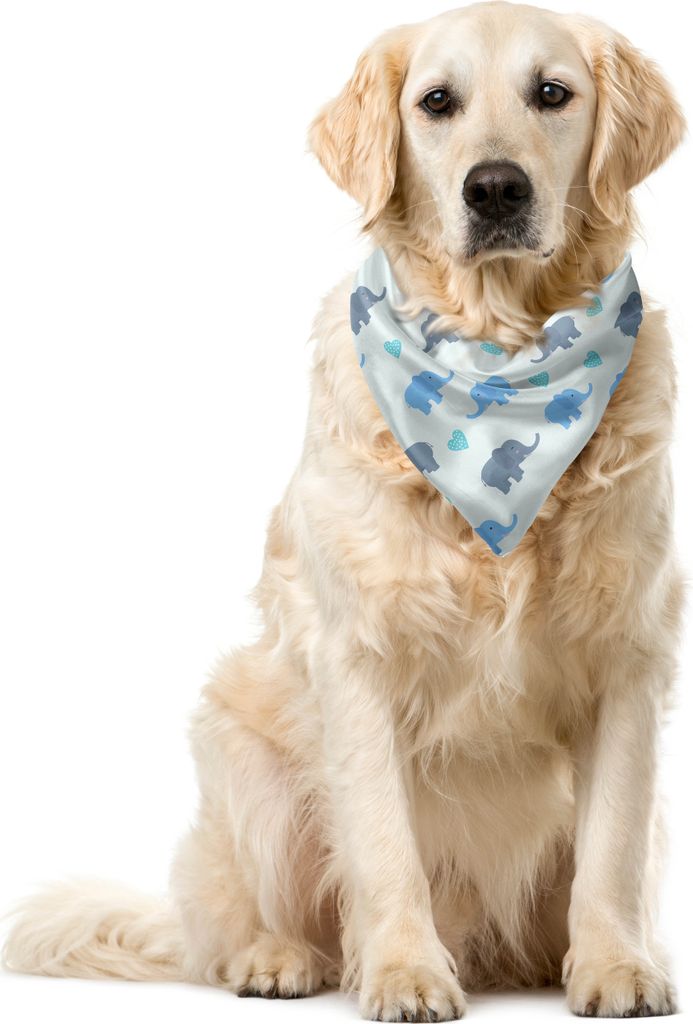 ABAKUHAUS Elefant Haustier Bandana, Große Tiere punktierte Herzen, 55x55 cm, Blau und Blau Grau