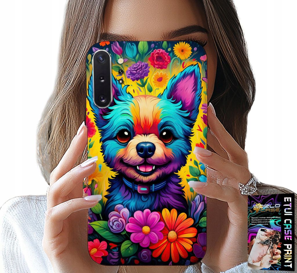 Fall Für Samsung Note 10 Plus - Florale Muster Hund Yorker Hund Zurück