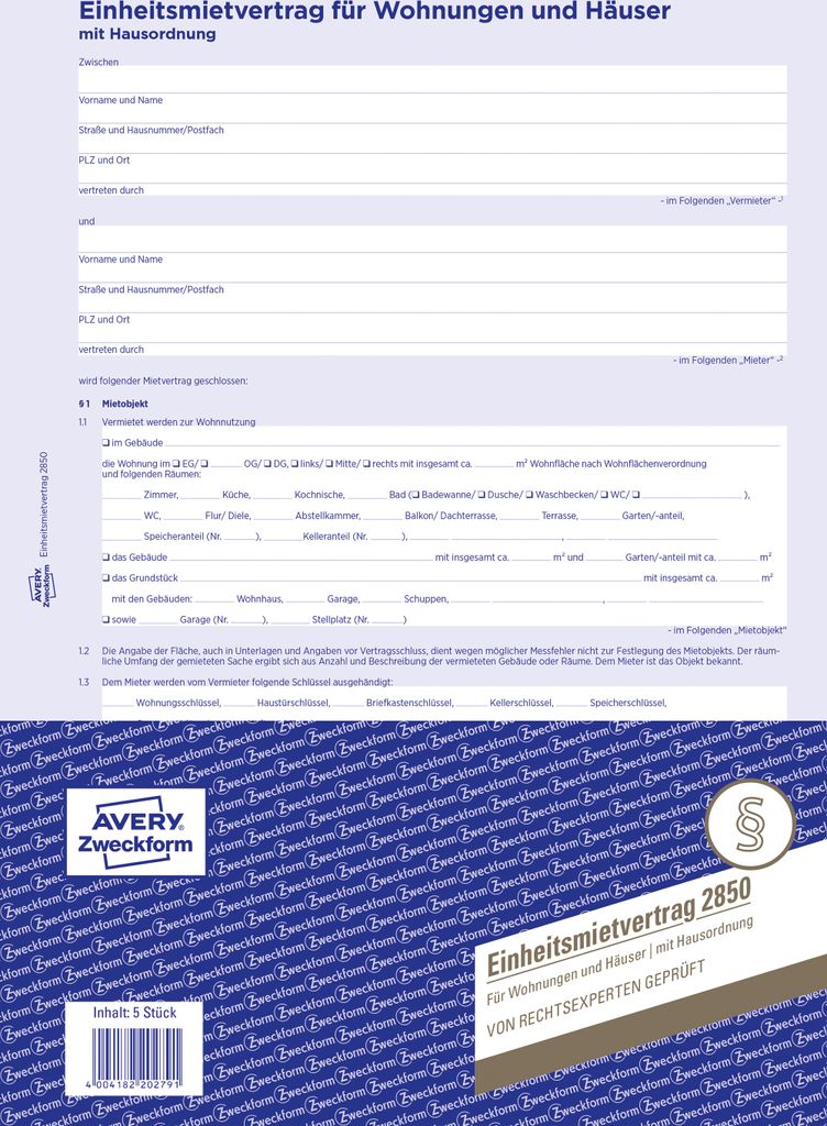 Avery Zweckform® 2850 Standardní nájemní smlouva - byty a Obrázek produktu 