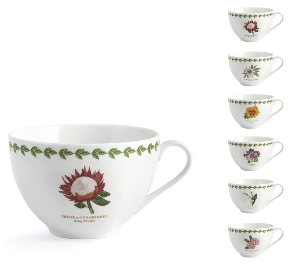H&H Set mit 6 Jumbo-Blumen-Porzellantassen ohne Untertassen cc370