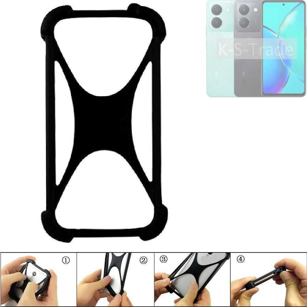 K-S-Trade Handy-Hülle Schutz-Hülle kompatibel mit Vivo Y36 Silikon Bumper TPU Softcase Smartphone Stoßschutz, schwarz