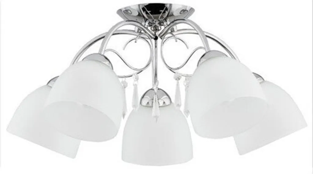 Plafonnier lustre classique à 5 branches NATA et cristaux pour salon
