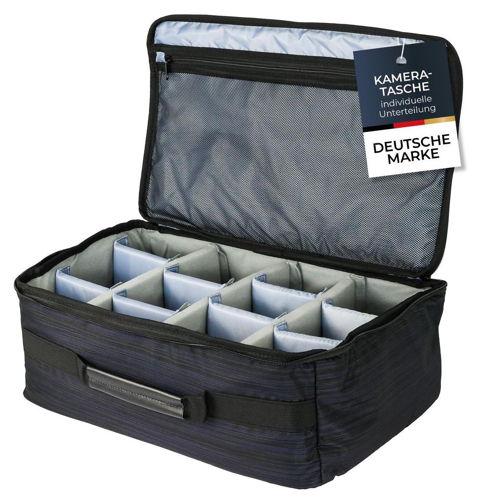 Tasche für Spiegelreflex Kamera mit individuellen Trennwänden von HMF