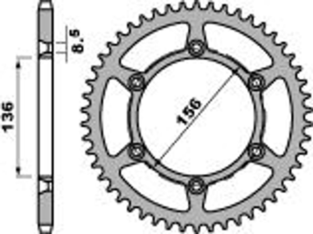 Hinterrad-Zahnkranz 42Z 820 C45 Stahl für 520 Kette - PBR Qualität