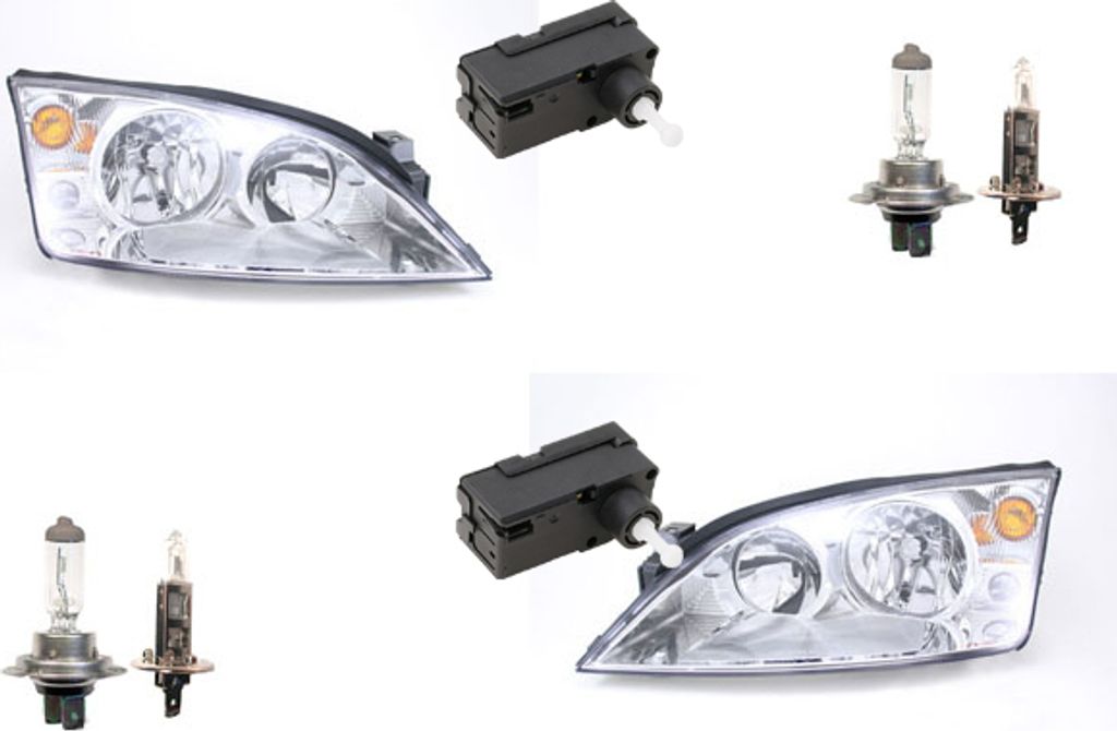 Johns, Scheinwerfer passend für Ford Mondeo 01 00-07 + H7 H1 Links Rechts m. Stellmotor 1126632 1134573 1435624 1144909 1349894 1S7113006SA 1S7113...