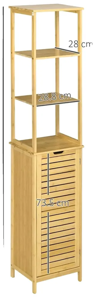 Meuble de rangement colonne en bambou pour salle de bain élégante