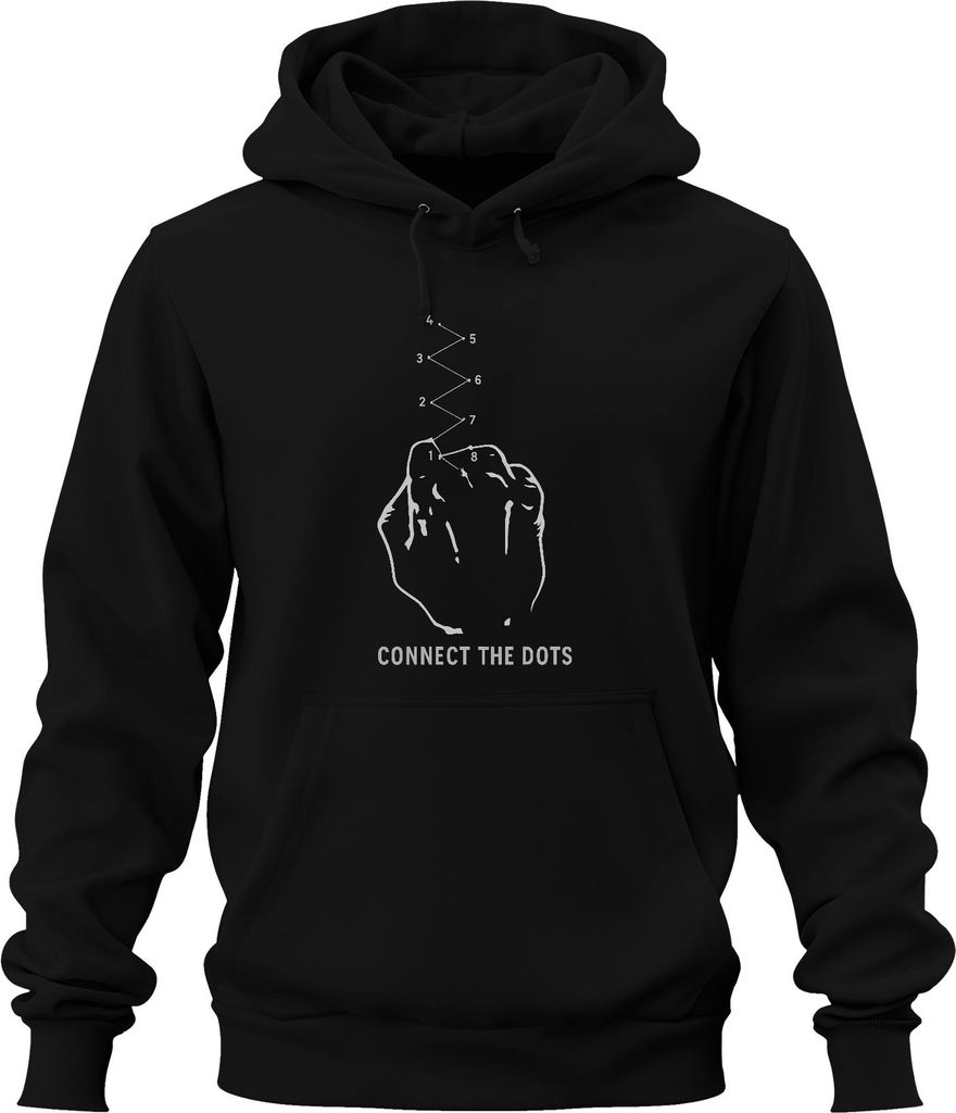 Punkte verbinden Puzzle Rätsel Faust Skizze Retro Geschenk Nerd Uni Hoodie Kapuzenpullover, Schwarz, XL