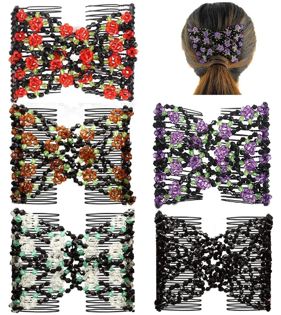 Peignes magiques extensibles pour chignon et coiffures DIY - Lot de 5